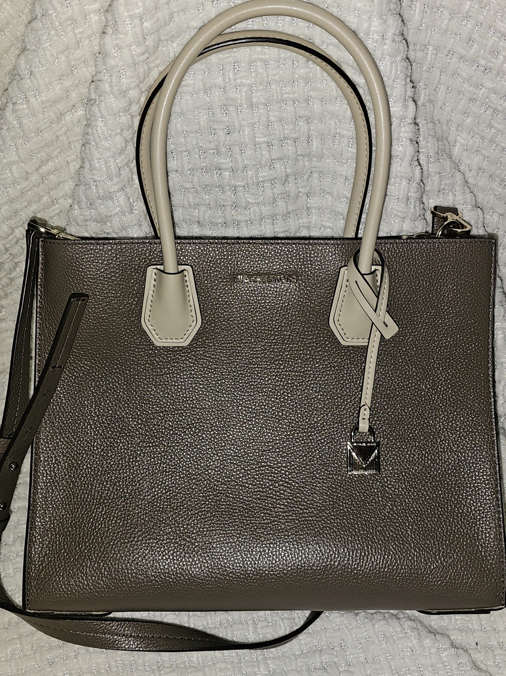 Michael Kors Mercer Medium Two-Tone Leather Satchel Purse